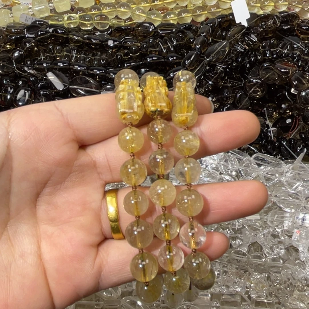 发晶银S925镶嵌珠宝半成品金发晶成品手链