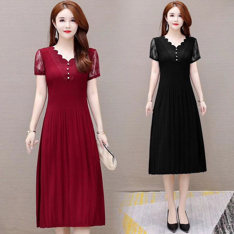 夏季新款短袖时尚洋气高级感气质显瘦中老年广州裙子夏天连衣裙