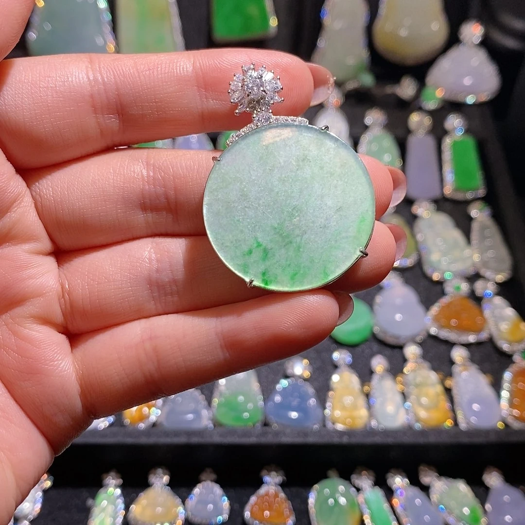 颈饰银S925镶嵌翡翠天然翡翠