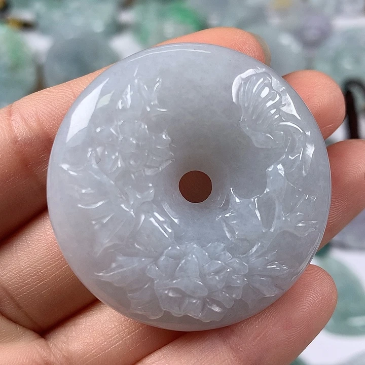 颈饰未镶嵌翡翠花开富贵平安扣卡厚12+