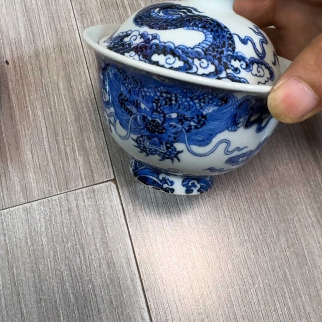 蓝***玉瓷片当代景德镇陶瓷手绘茶具