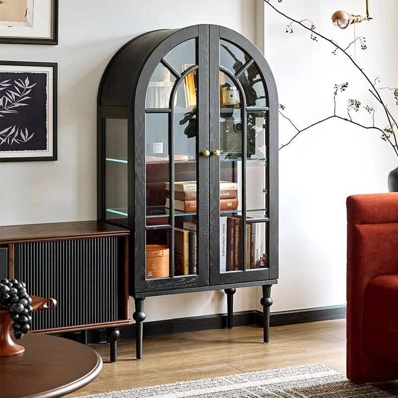 蒙马特法式复古实木展示柜手办柜拱形置物柜客厅电视柜边柜