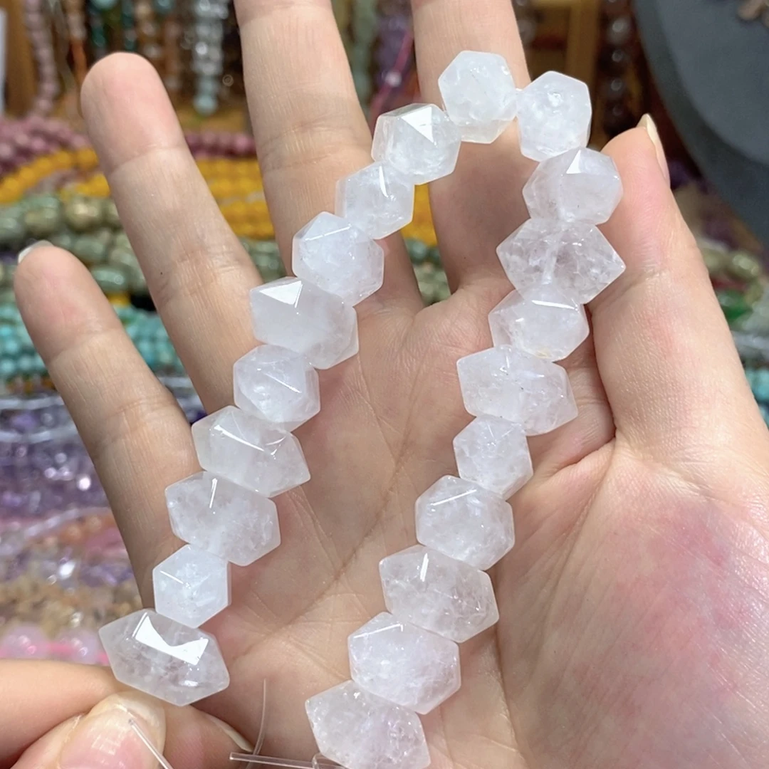 未镶嵌玛瑙/玉髓珠宝半成品白水晶双尖20颗