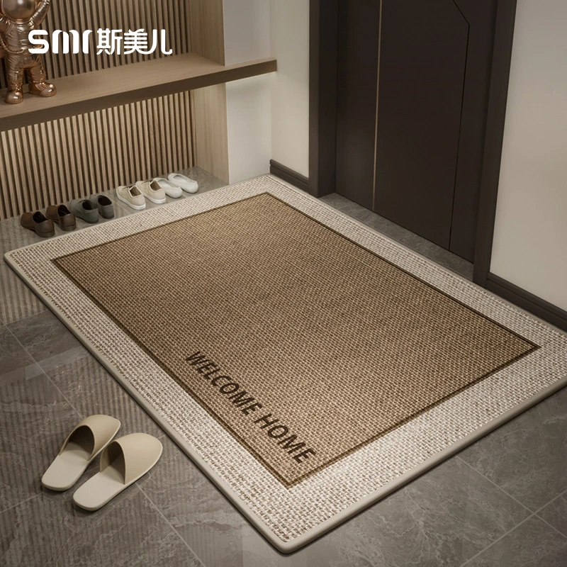 轻奢简约现代入户门地垫家用门口门外高级剑麻纹玄关脚垫耐脏垫子
