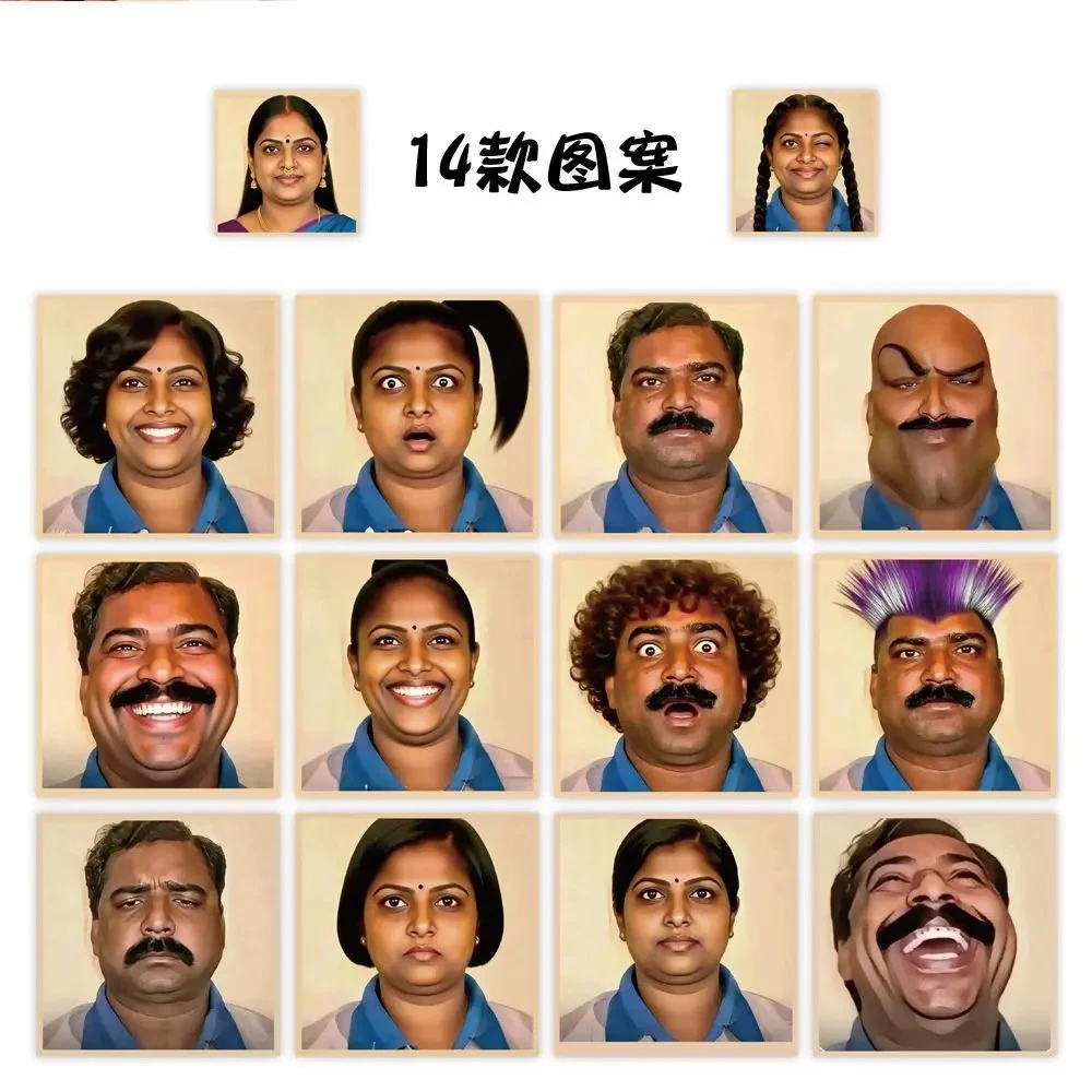 【艺凡】爆款印度人头像卷卷贴纸搞笑阿三周边抽象咖喱个性装饰贴画