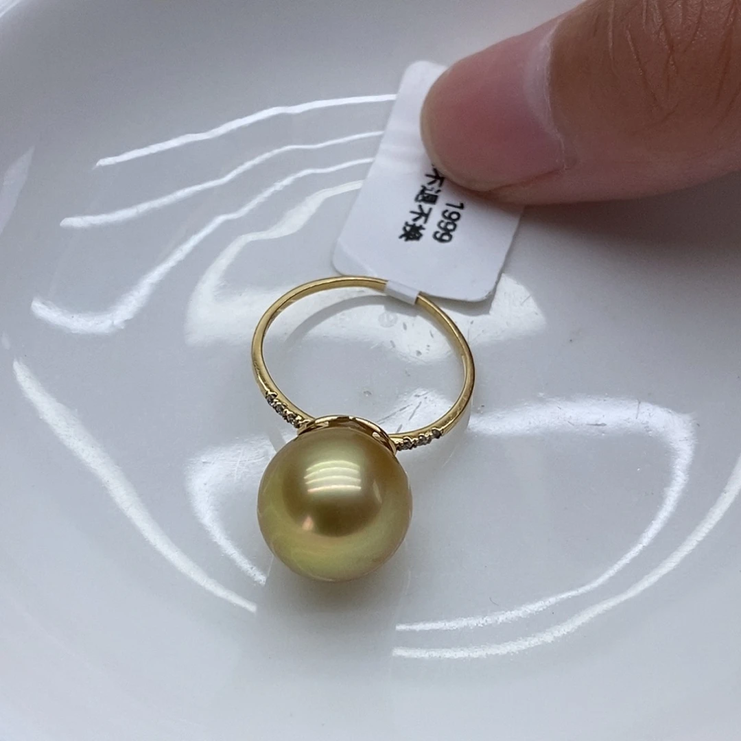 戒指18K金镶嵌海水珍珠