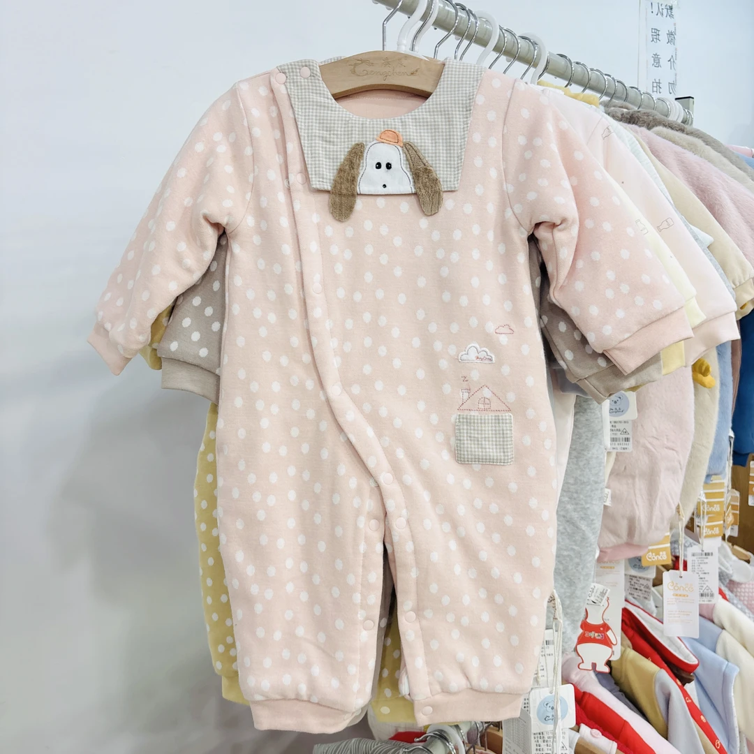 ［8788］爬服哈衣斜襟单排扣冬季女宝幼儿冬款中厚棉哈衣婴童秋冬