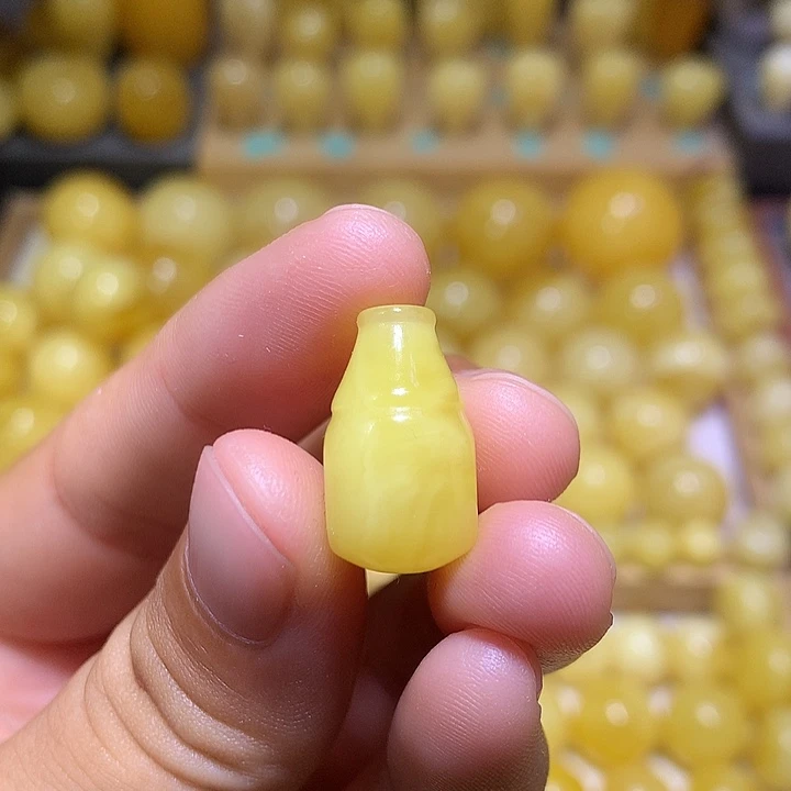 蜜蜡未镶嵌裸石天然俄料黄白花蜜蜡三通11
