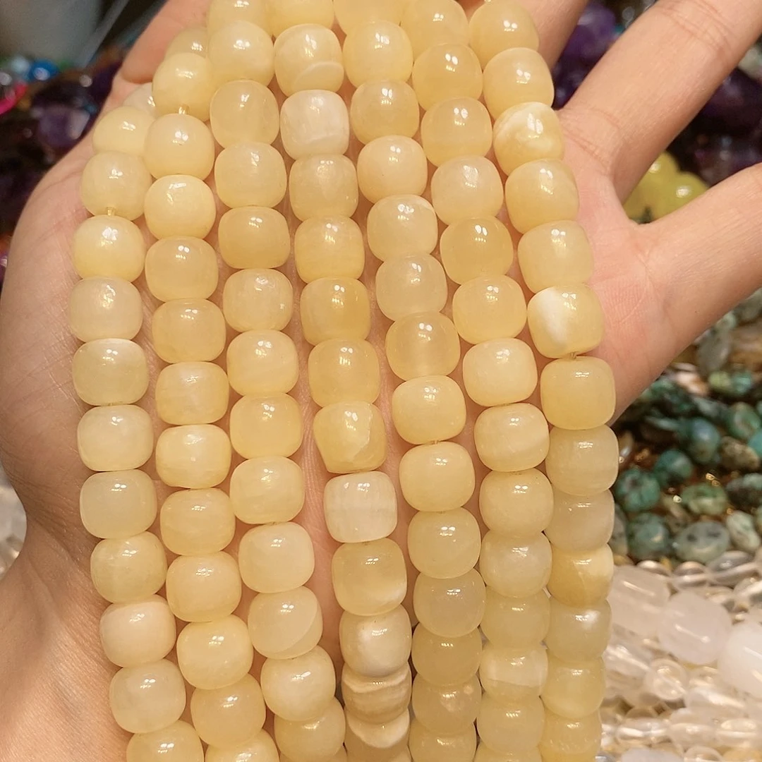 玛瑙/玉髓散珠天然黄玉老行一条10mm
