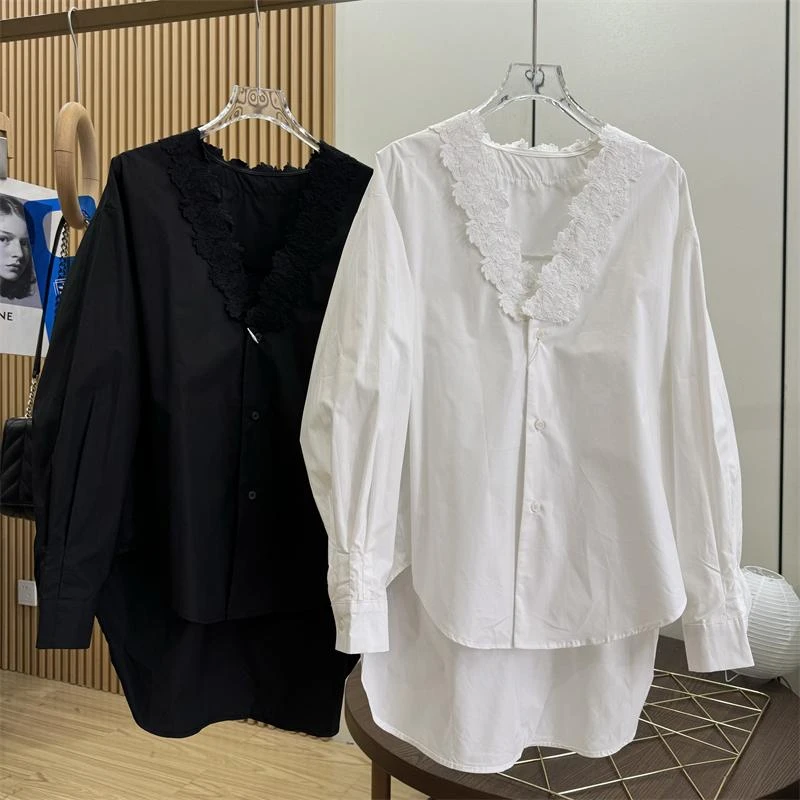 设计感早春欧货时尚洋气遮肚衬衫女大码胖妹妹宽松百搭打底衫上衣