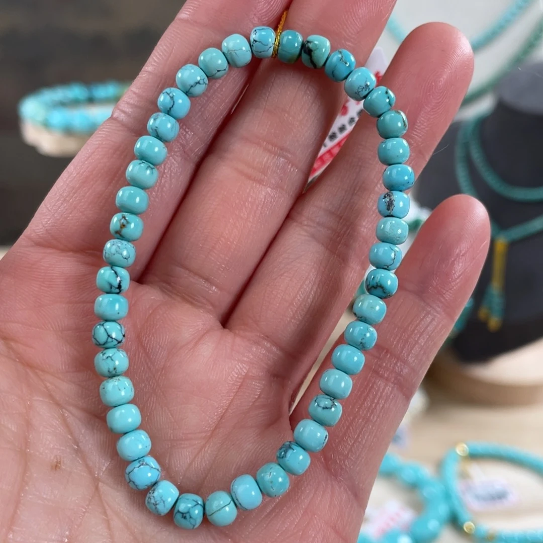 绿松石未镶嵌套链4.6精品高瓷老型手串
