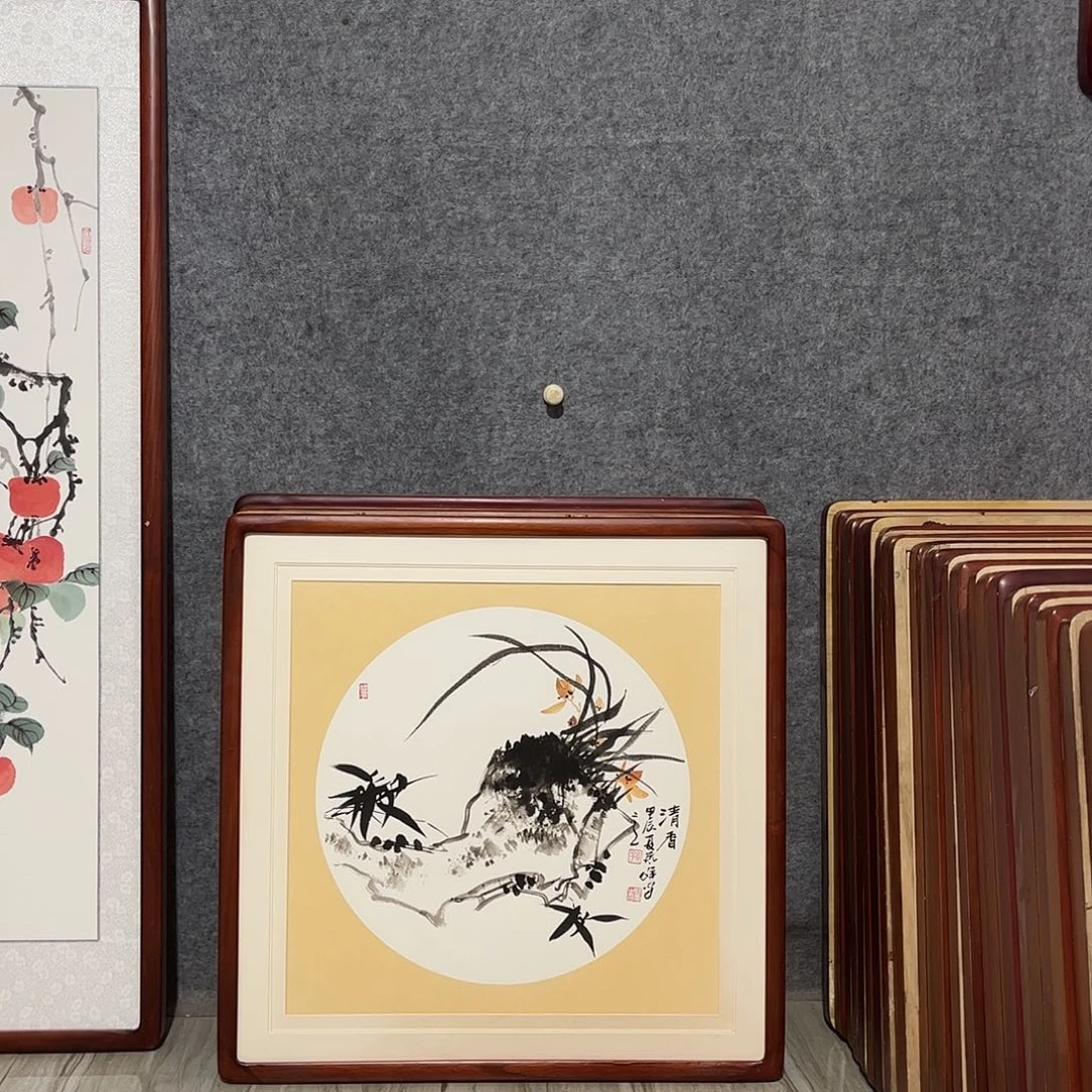 国画书画作品带框63×63