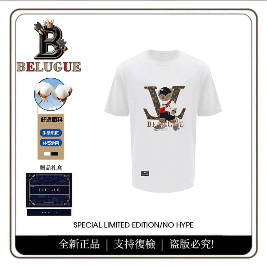 BELUGUE 【老花潮熊】重工高定刺绣t恤 男女同款短袖 BY006