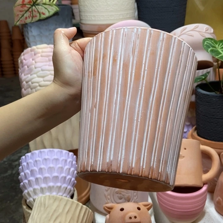 15×17 条纹花盆 复古