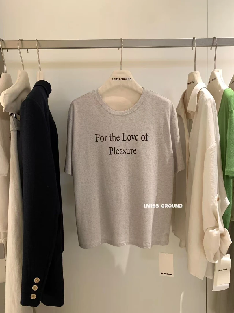 imiss@30966 韩系简约百搭字母印花圆领短袖T