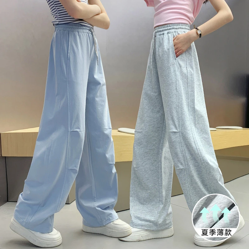 女童裤子夏季薄女孩中大童韩版运动长裤2025新款儿童防蚊裤夏装