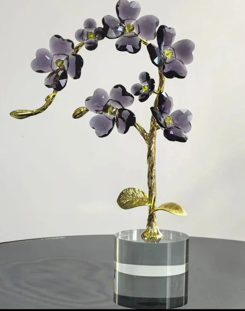 高端轻奢水晶兰花摆件装饰品礼品工艺品