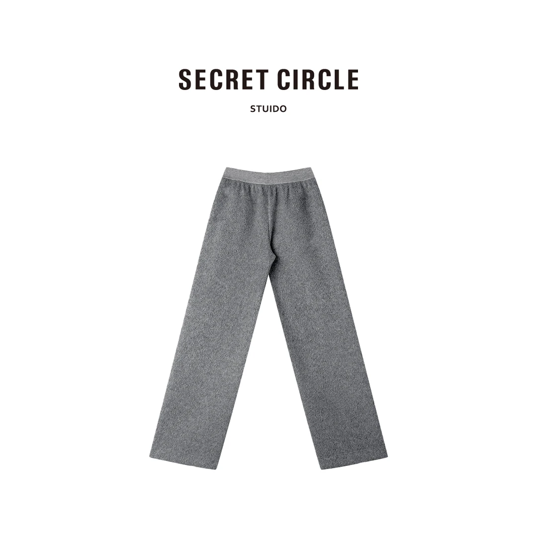 SECRET CIRCLE·秘社 简约松紧腰前幅图案摇粒绒加厚休闲裤D2766