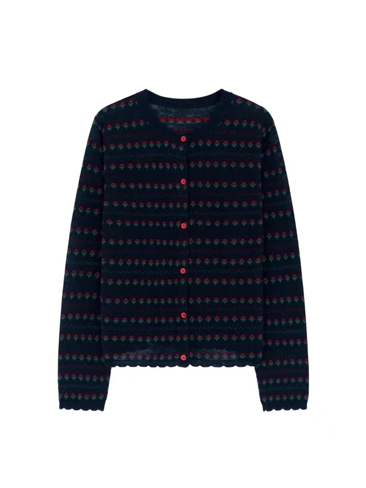 5850毛衣开衫外套2025新款开衫秋冬圆领薄款上衣