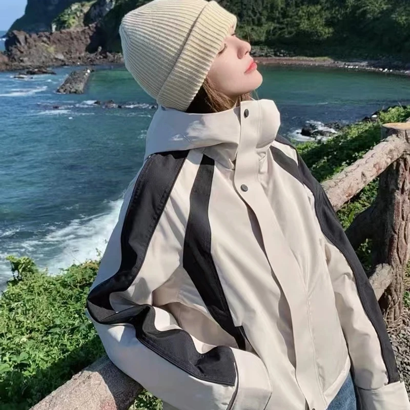 2024-撞色短款韩系小个子短款鸭绒冲锋衣