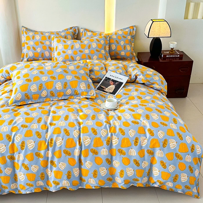 四季通用款床单被套被罩四件套简约斜纹磨毛保暖学生宿舍三件套