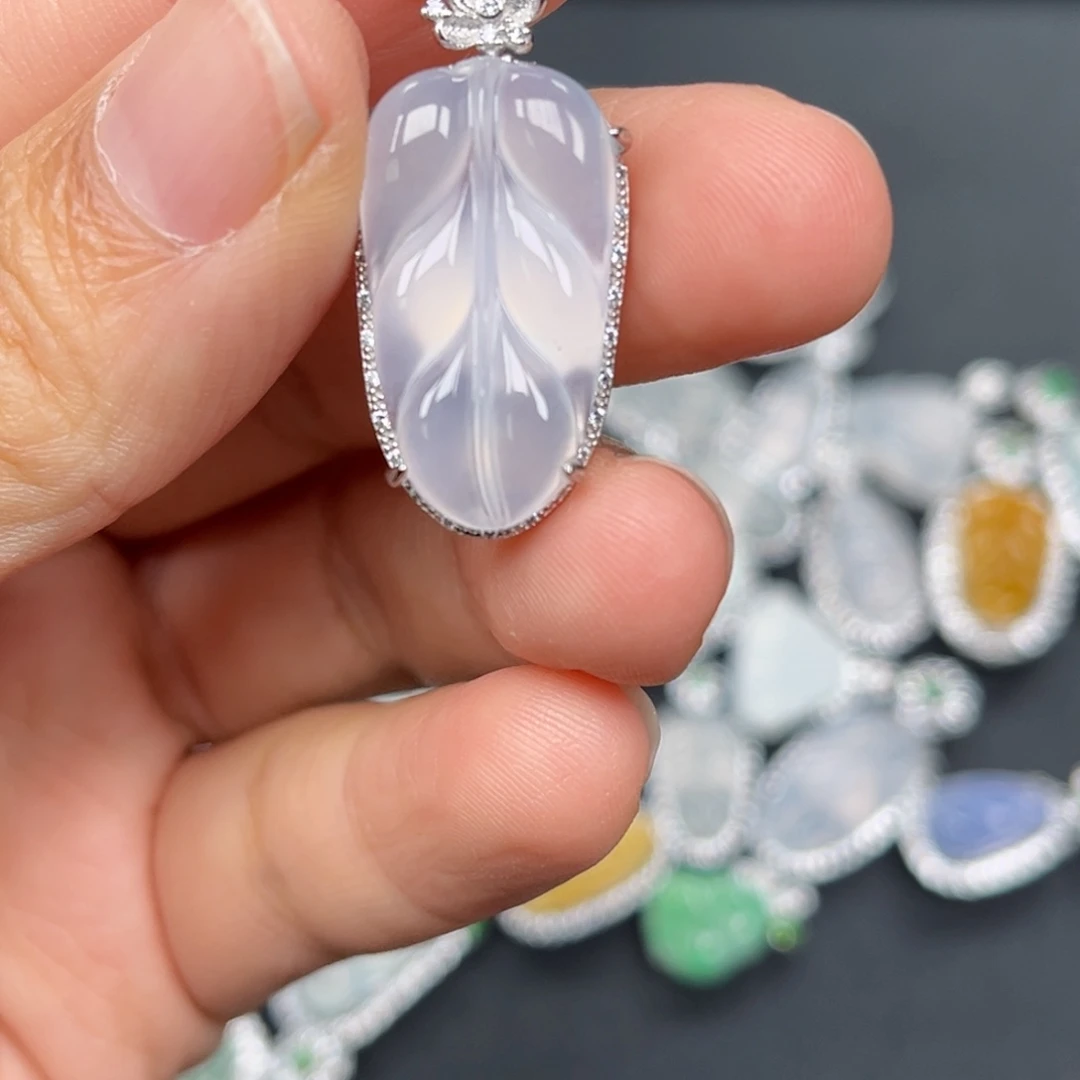 翡翠银S925镶嵌吊坠(不含链)