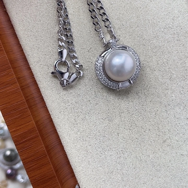 银S925镶嵌海水珍珠颈饰