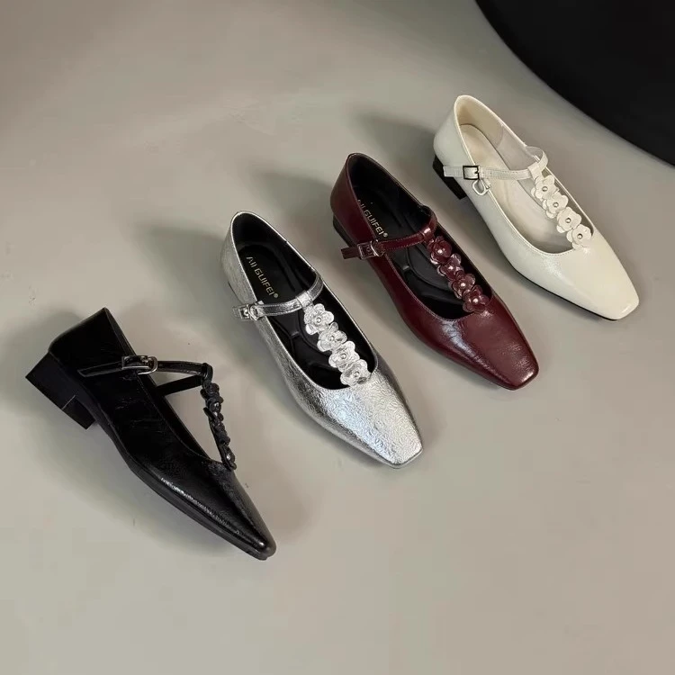 2025年新款春季女鞋时尚气质欧美风方头低跟单鞋女玛丽珍鞋G2743