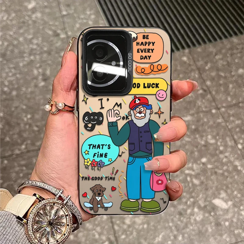 幸运老头适用荣耀400手机壳300新款防摔200校园100彩银外壳保护套