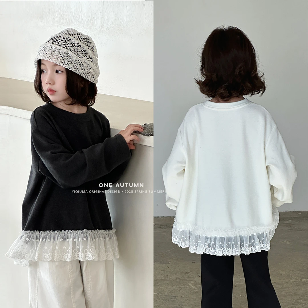 现货「壹秋.ONE AUTUMN」【奶油绒绒衫】优可丝花边T恤女童春【GC270】
