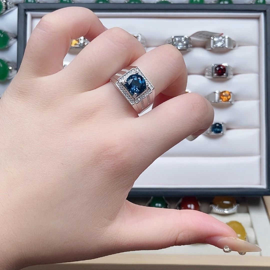 萤石戒指银S925镶嵌