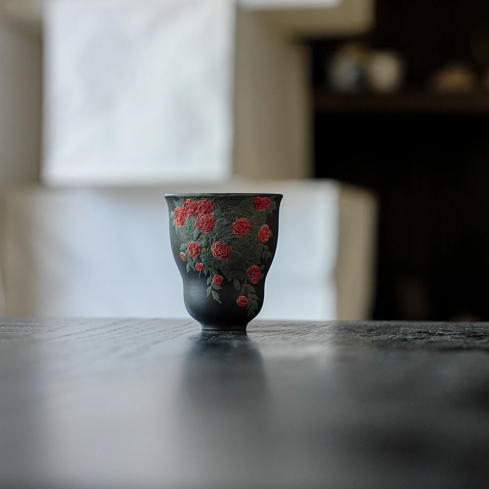 树见造物×画棠丨《高温天青玫瑰花杯》 ht0025