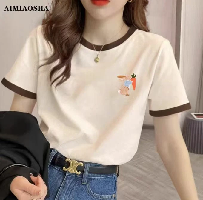 【萝卜兔】2025新款时尚潮流拼接短袖男女同款圆领T恤