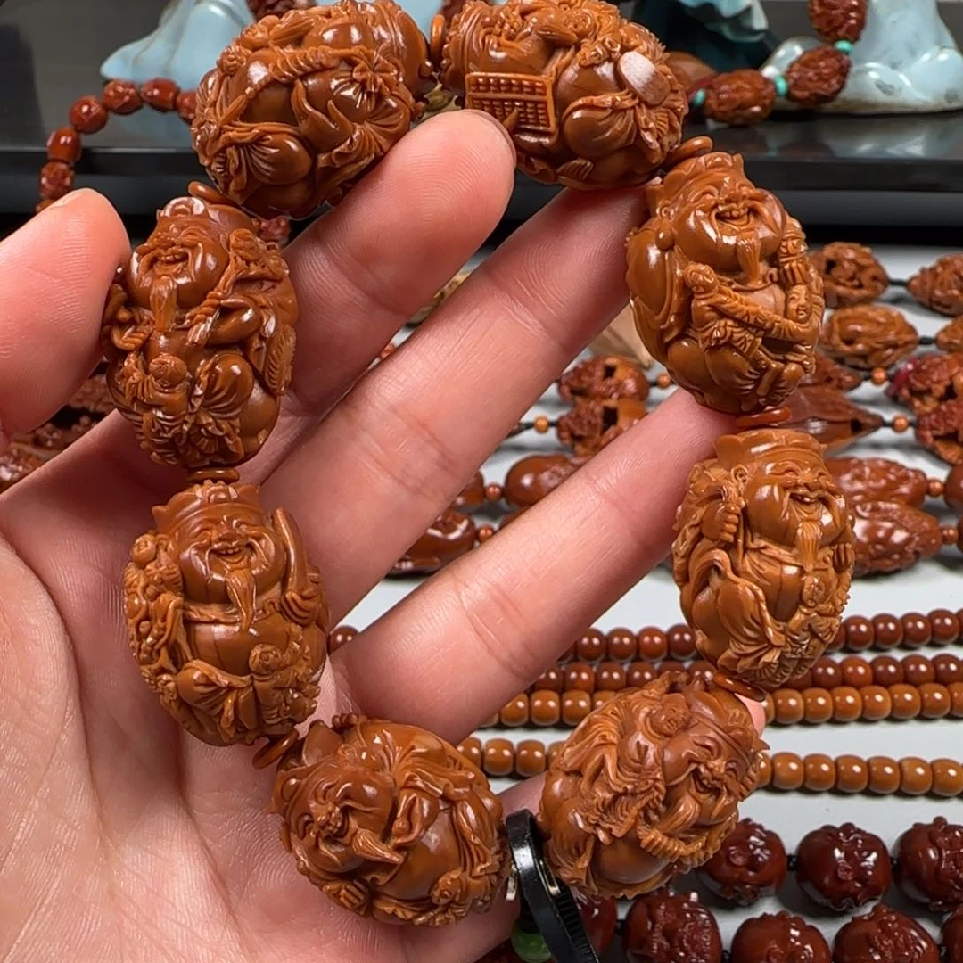 手串橄榄核水晶核双子骑兽财神22尺寸