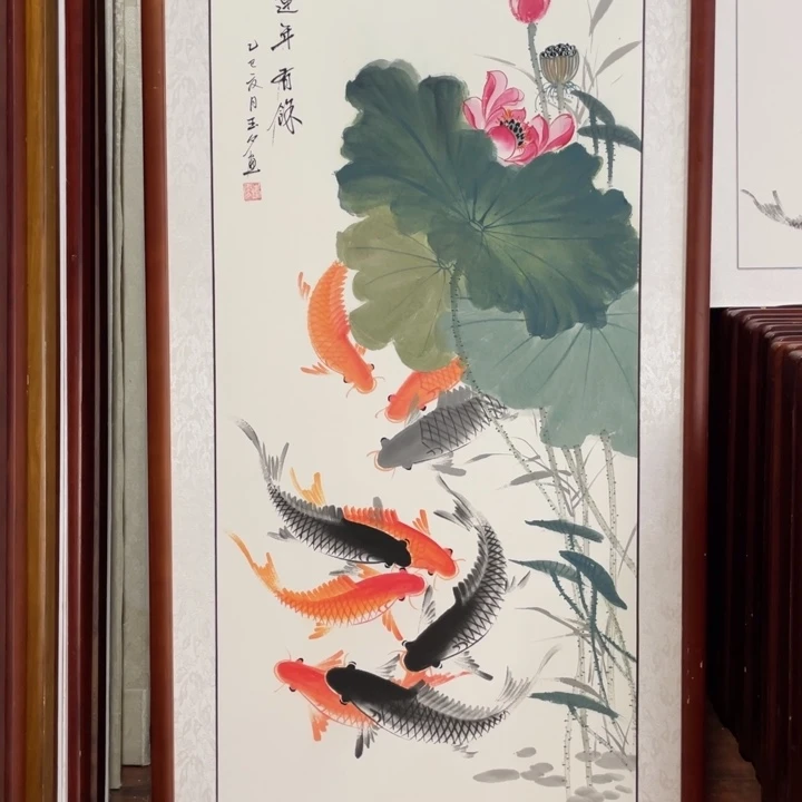 乡***音国画带框尺寸63*123厘米