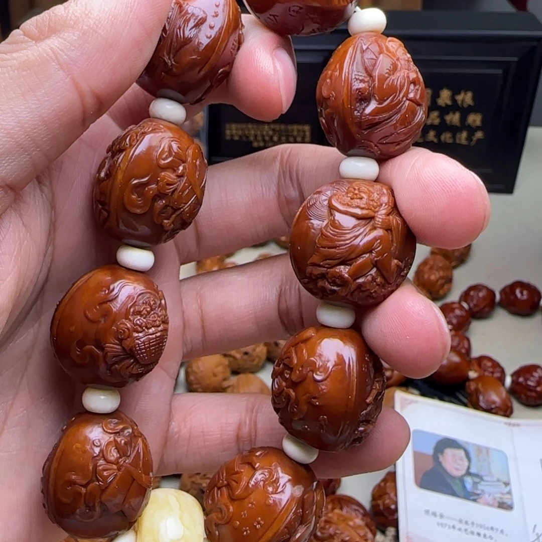橄榄核手串/手链纯手工雕刻八仙