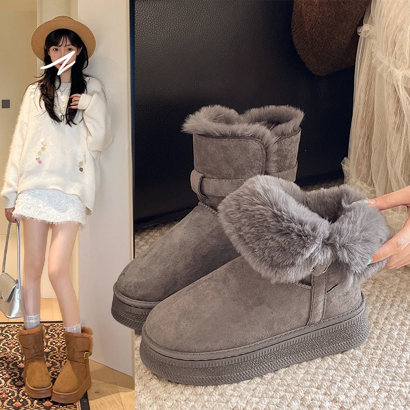 厚底时尚雪地靴女2025冬季新款女靴加厚保暖东北中长筒靴抗寒棉靴