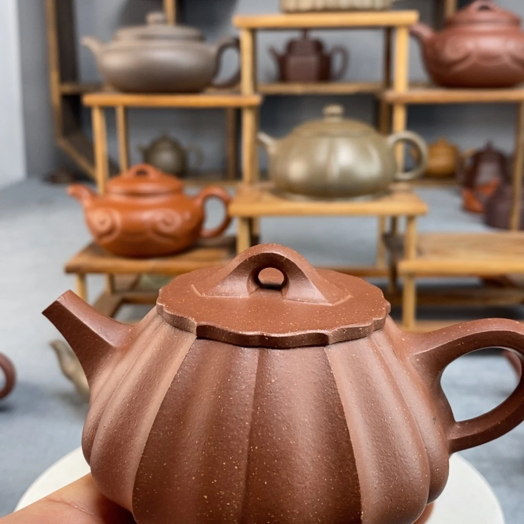 紫砂茶壶筋纹石瓢