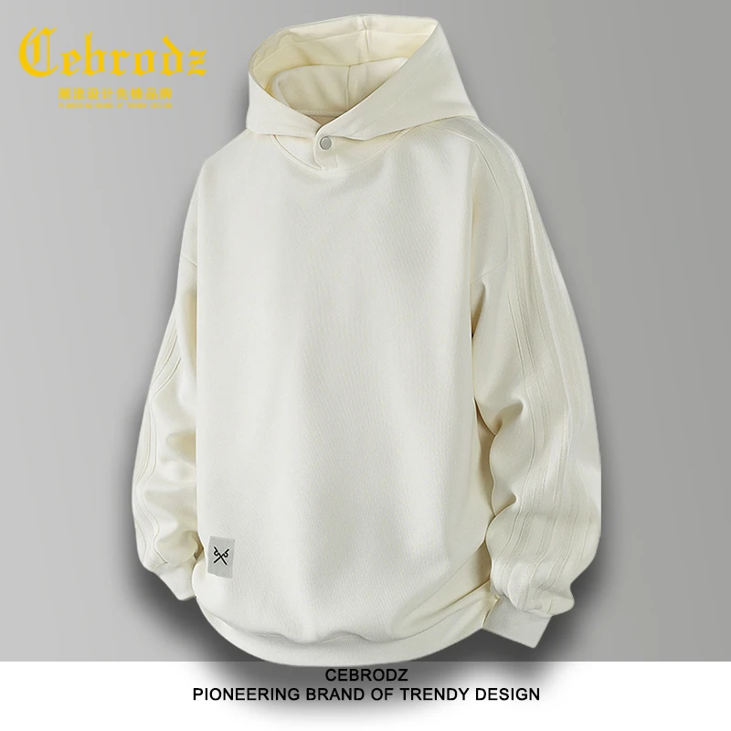 法国Cebrodz宽松休闲长袖卫衣男秋冬新款百搭保暖套头连帽上衣潮