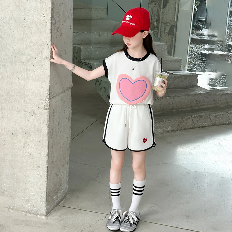 女童夏装运动套装2025新款洋气8-15岁女孩夏季休闲短袖短裤两件套