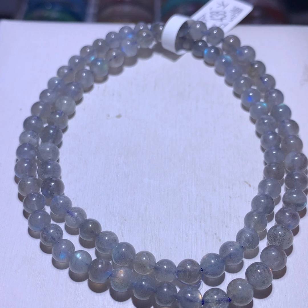 水晶手串银S925镶嵌月光6.6m