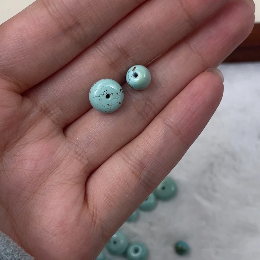 绿松石足银镀金镶嵌面包圈