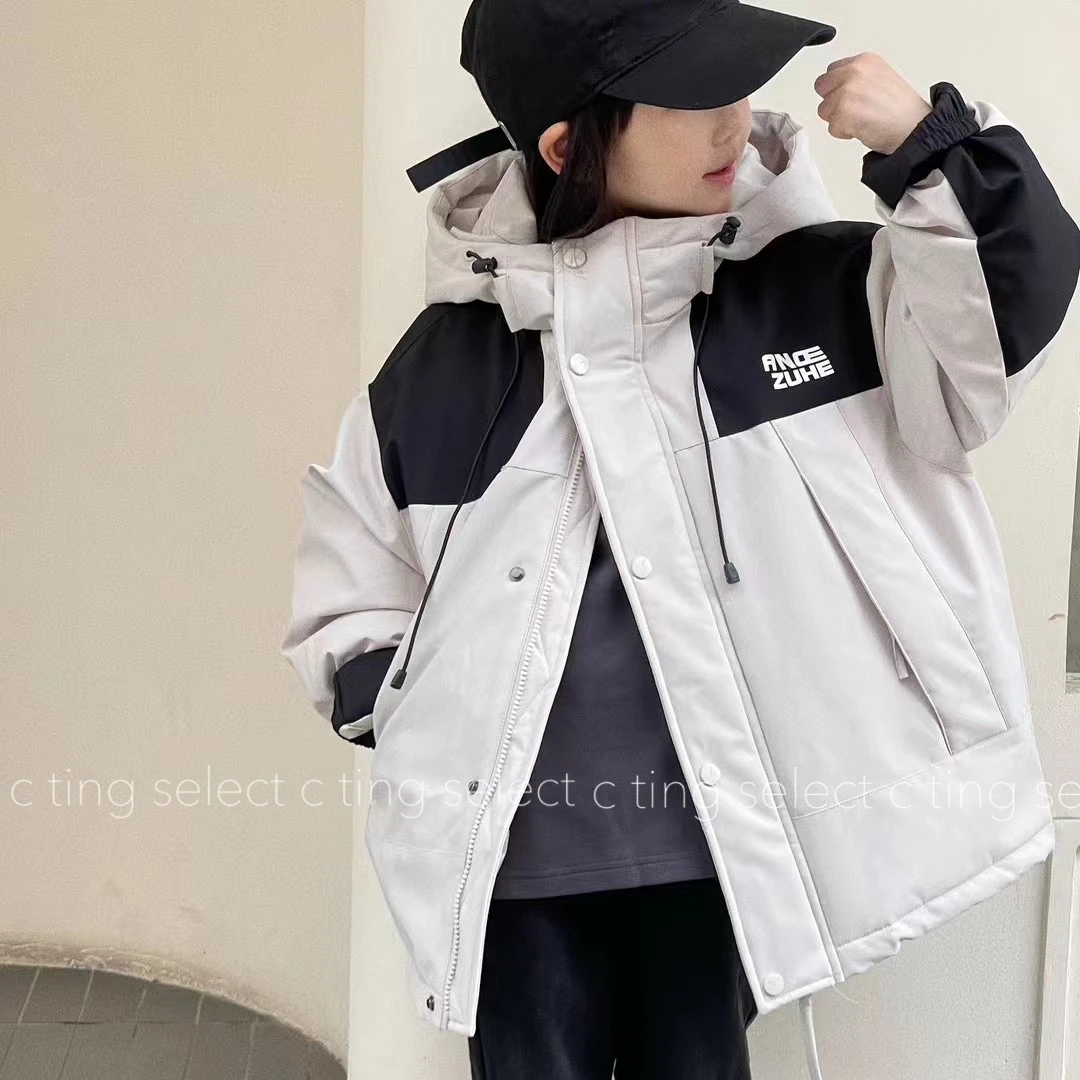 【C TING】2024冬季新款韩版设计师亲子装童装连帽羽绒服外套-9922