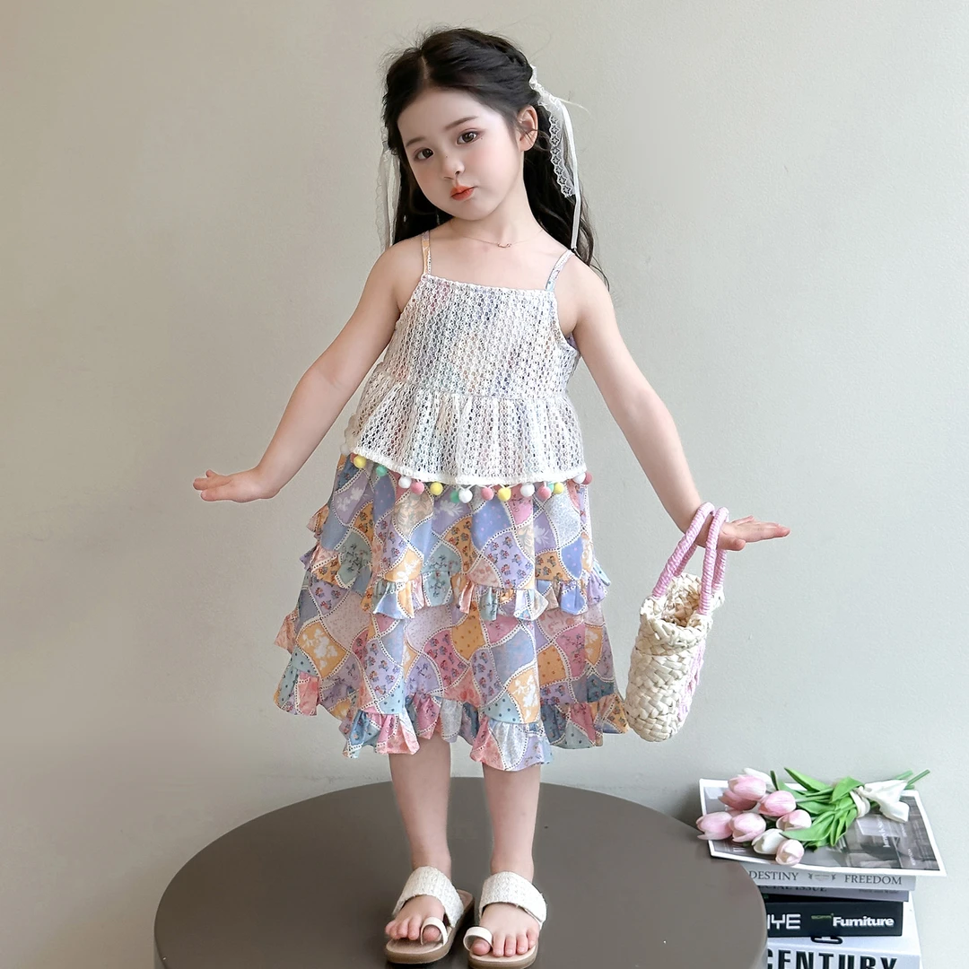 女童夏装连衣裙2025新款洋气儿童吊带棉布裙夏季海边度假裙沙滩裙