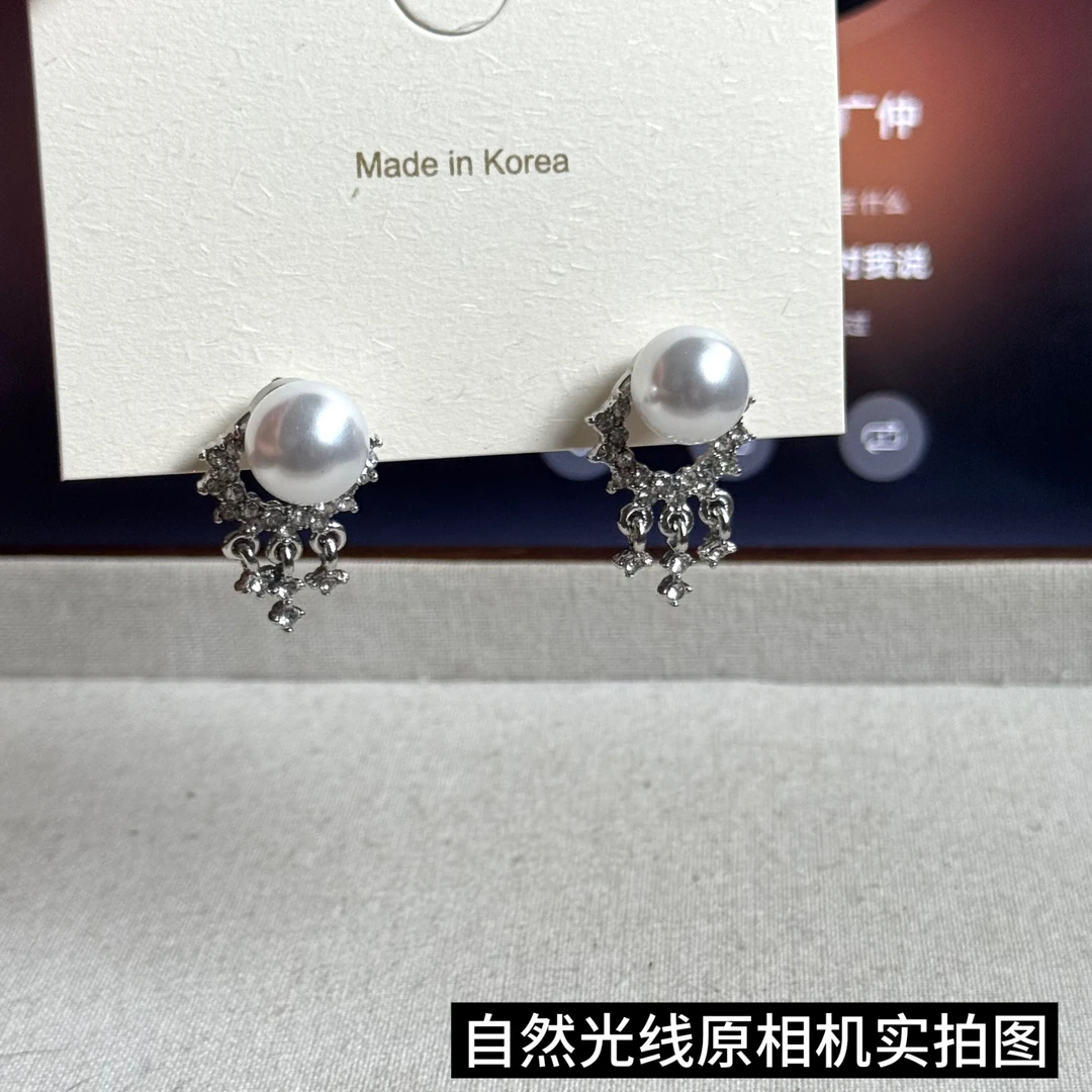 铜合金耳饰 珍珠流苏耳钉高级百搭耳饰-E031