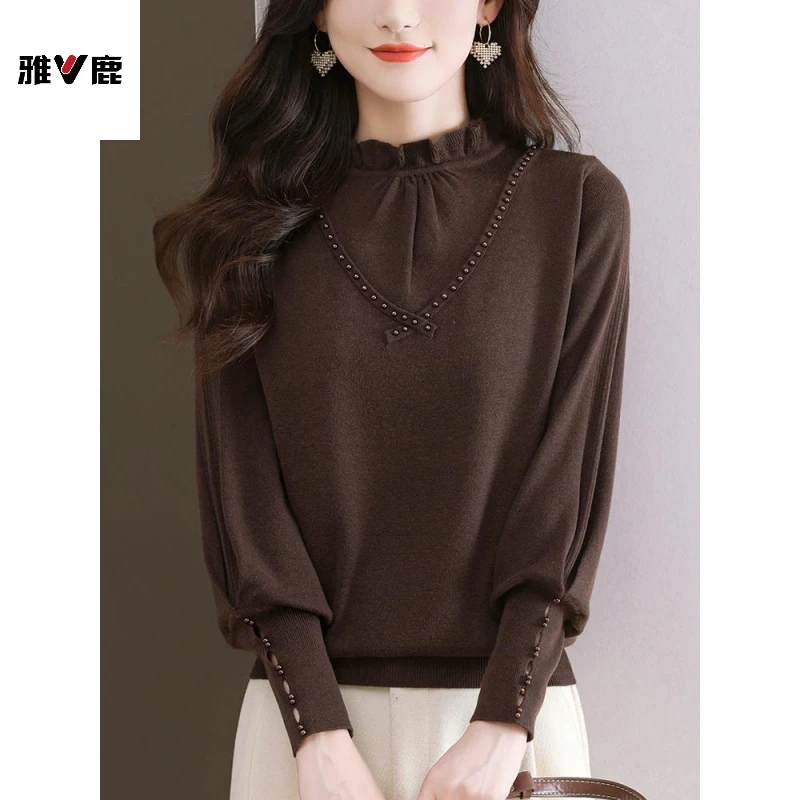 雅鹿优选胖mm秋冬季大码半高领毛衣女2025新款高级感内搭可外穿针