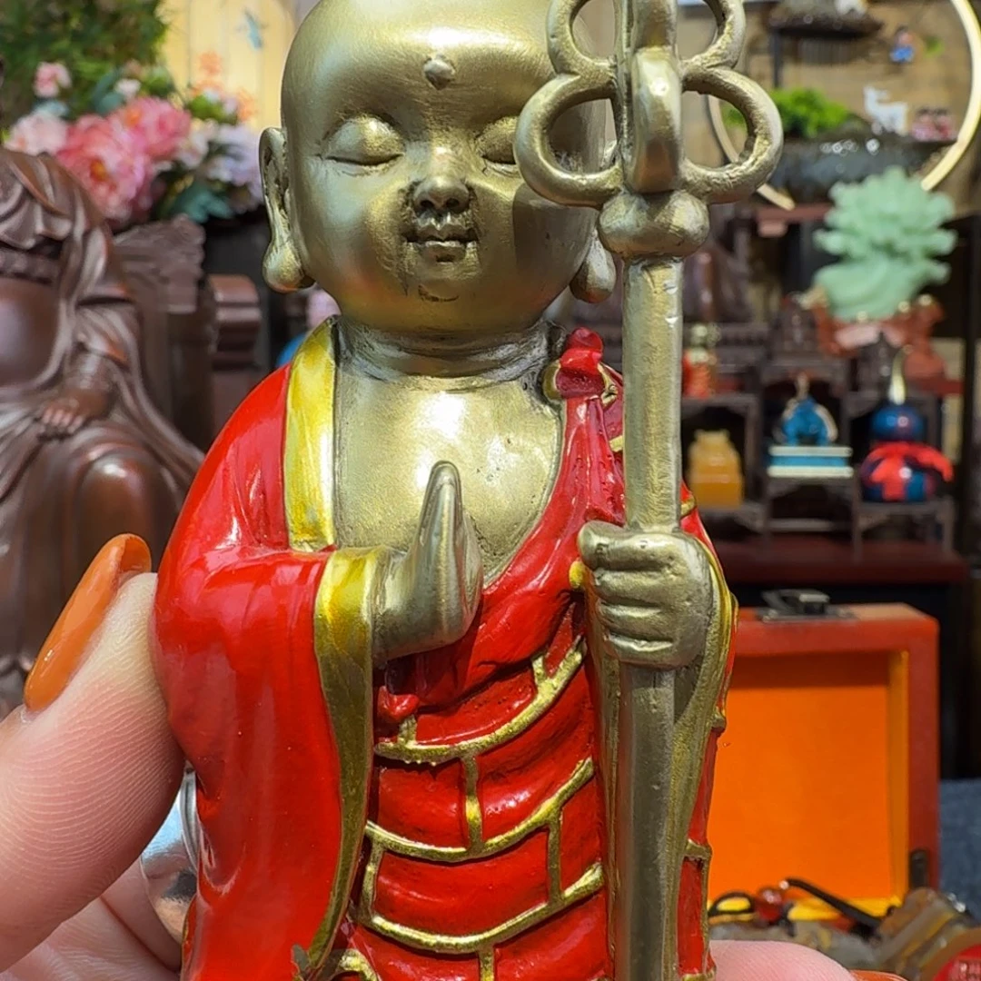 黄铜10厘米迷你版小唐三藏摆件