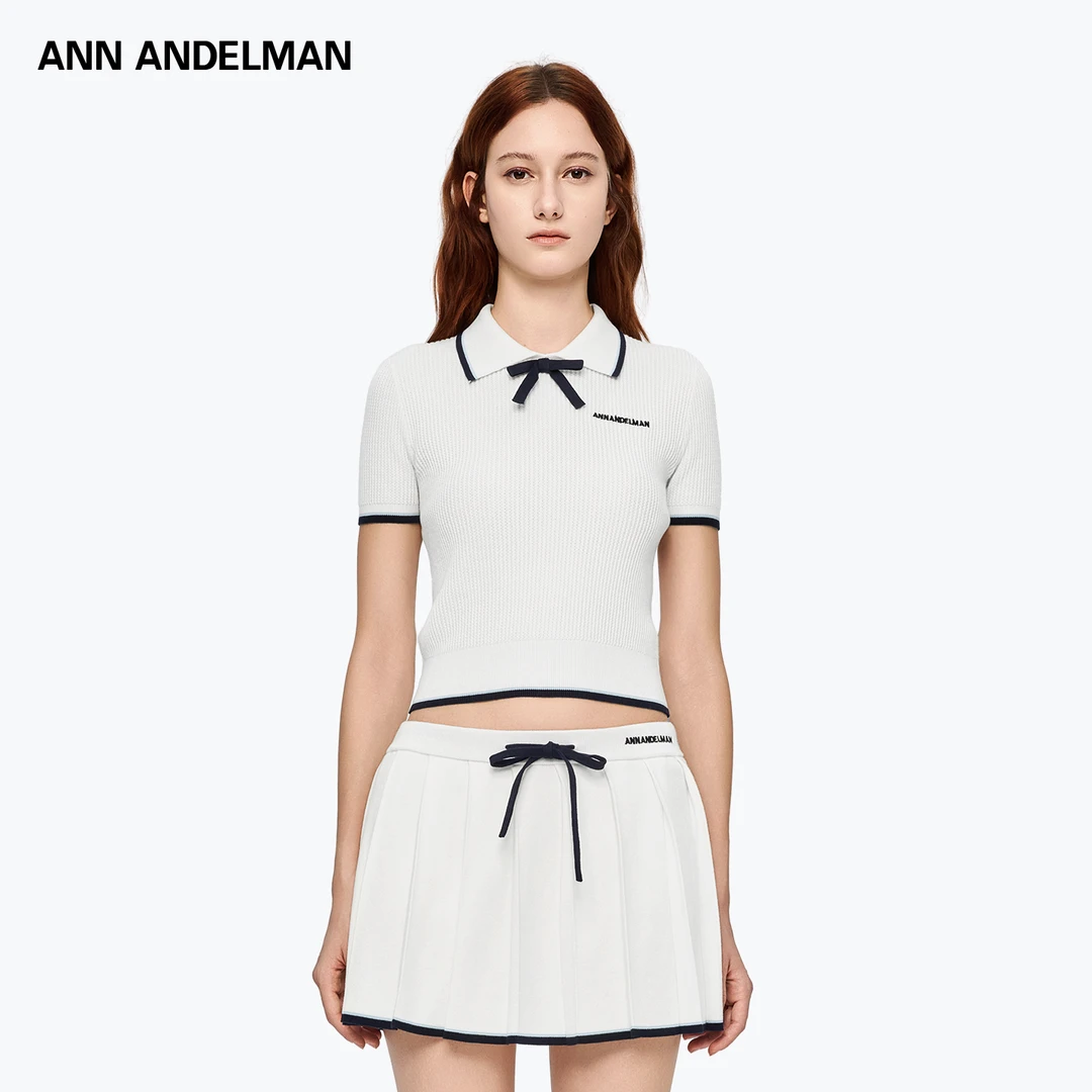 ANN ANDELMAN26春夏 短袖毛针织衫高尔夫条纹凉感运动针织衫针织