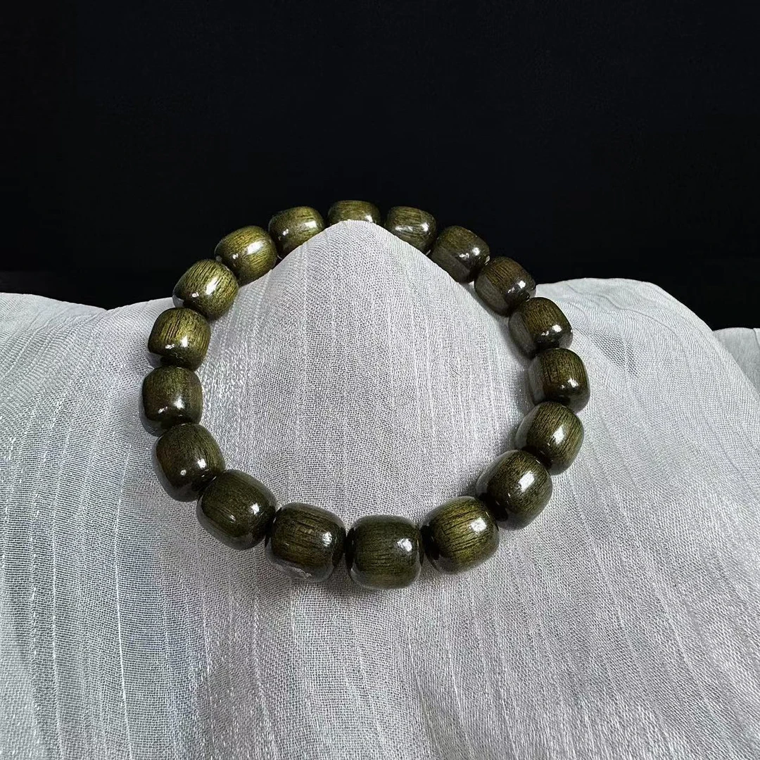 M-aa116墨绿色楠木阴沉木单圈手串