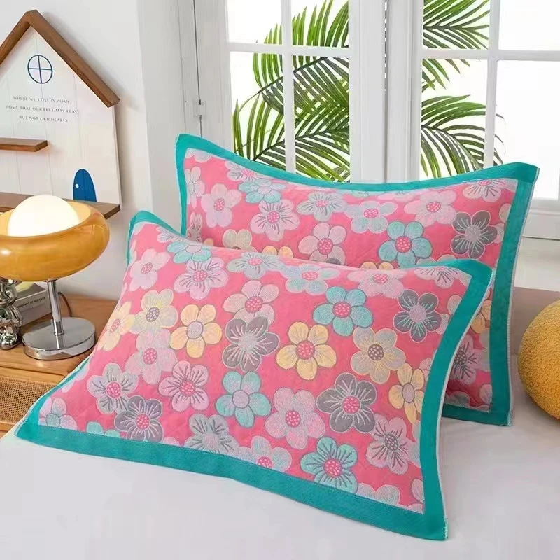 【纱布枕巾】<一对装>50X75cm<±3cm> 成人简约枕片单人枕透气